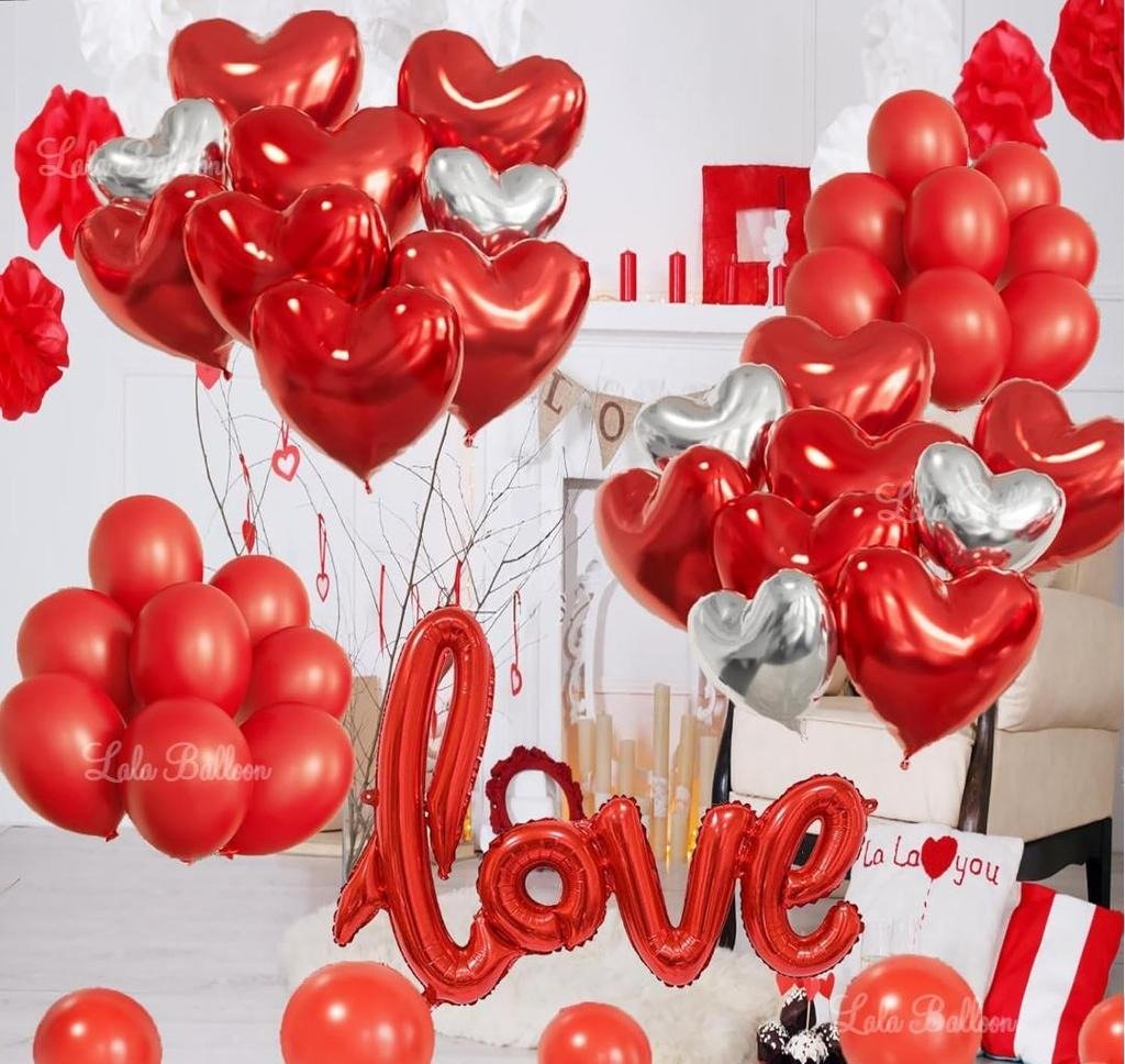 Love Decoration Items for Bedroom/Wedding Anniversary Decoration/Valentine Day Decoration/Heart Balloon for Valentine's Day/Valentine Propose Surprise Decoration