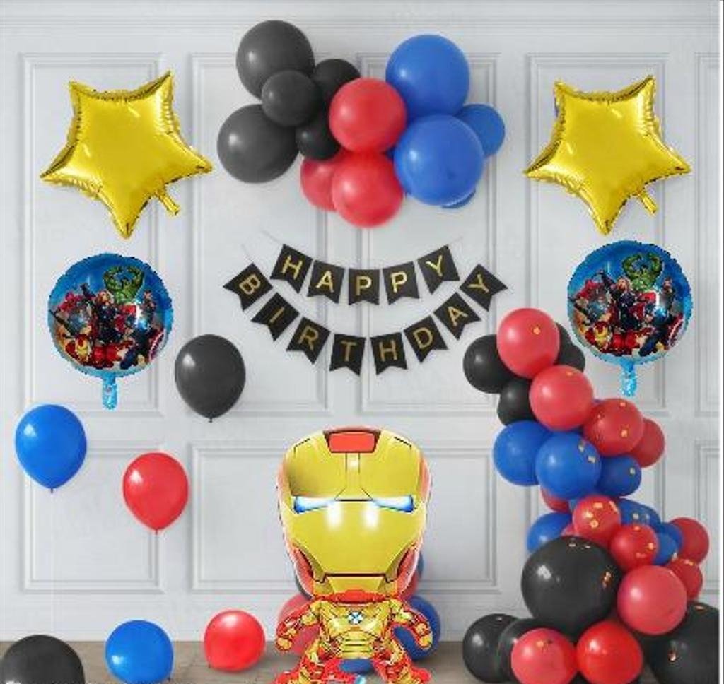 Avengers Superhero & Iron Man Birthday Party Balloon Garland & Backdrop Kit