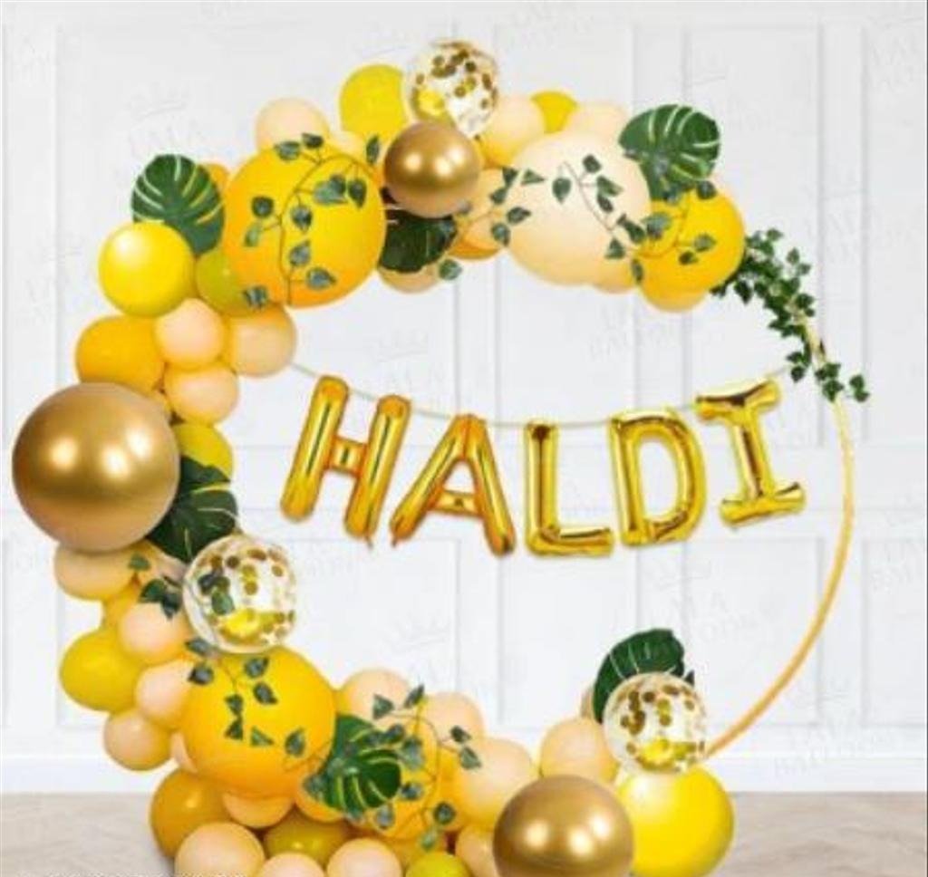 Title: Tropical Circular Balloon Ring Haldi Ceremony Decor
