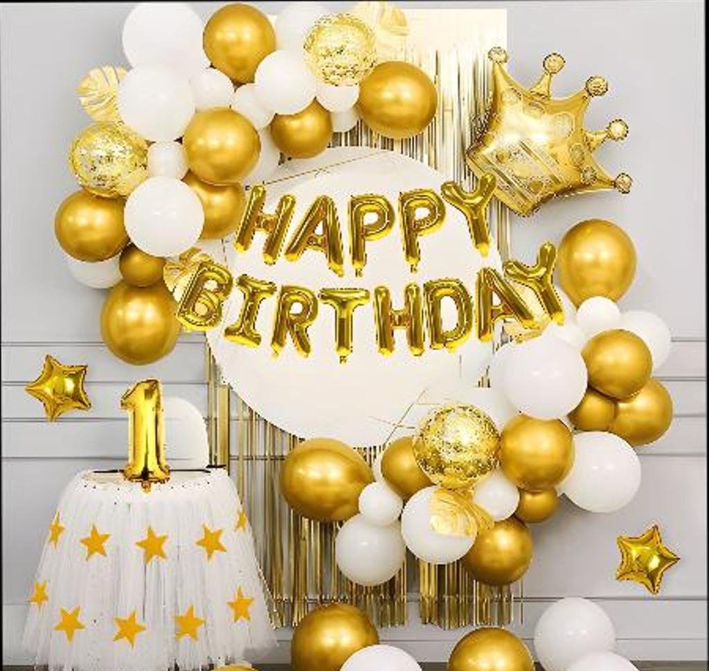 Adorable 1st happy birthday golden theme for your kids.