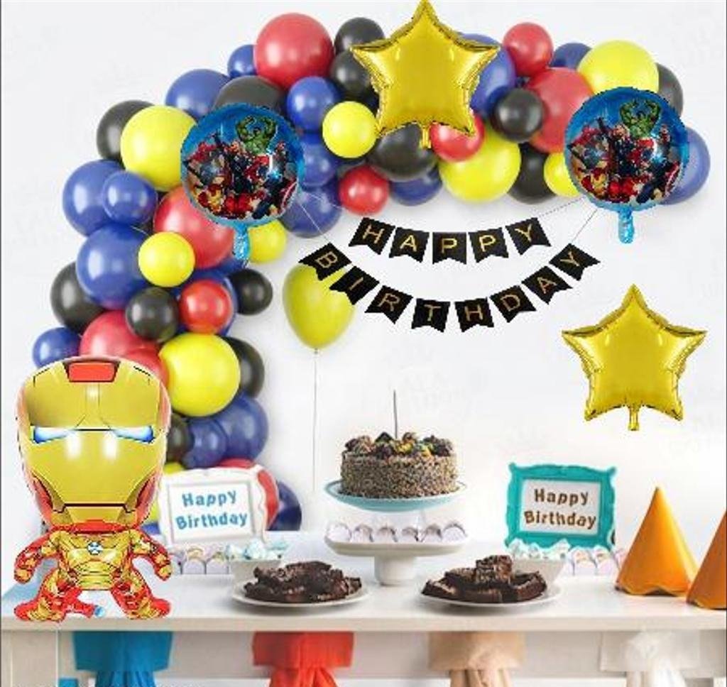 Avengers Superhero & Iron Man Birthday Party Dessert Table & Balloon Garland Kit
