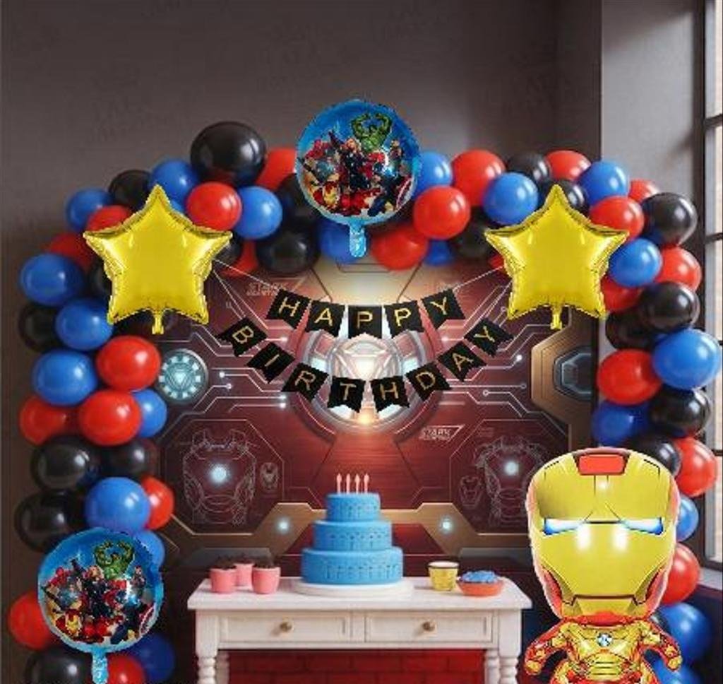 Avengers Superhero & Iron Man Birthday Party Arch Backdrop & Balloon Kit