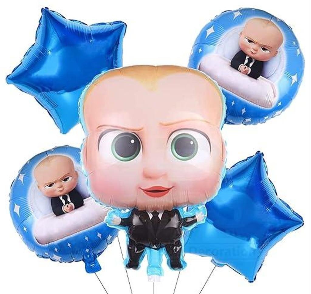 Boss Baby Theme Foil Balloons Combo Pack of 5 Pcs for Baby Boss Birthday Decorations, Baby Shower Decorations, Kids Birthday Parties