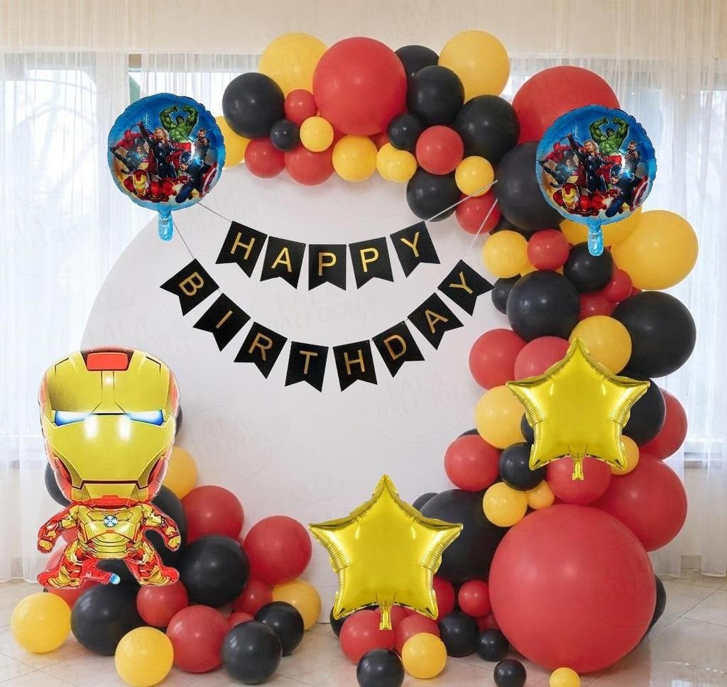 Avengers Superhero & Iron Man Birthday Party Round Backdrop Balloon Garland Kit